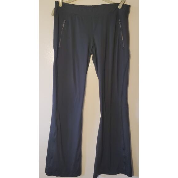 Adidas By Stella McCartney Black Flared Athletic Pants Zip Pockets Lightweight L - Picture 1 of 11